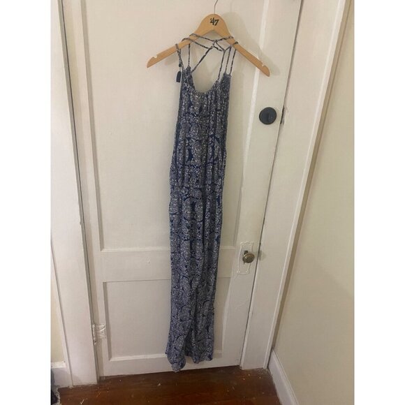 American Eagle Outfitters Women's Blue Floral Sleeveless JumpSuit - Medium - Picture 3 of 12